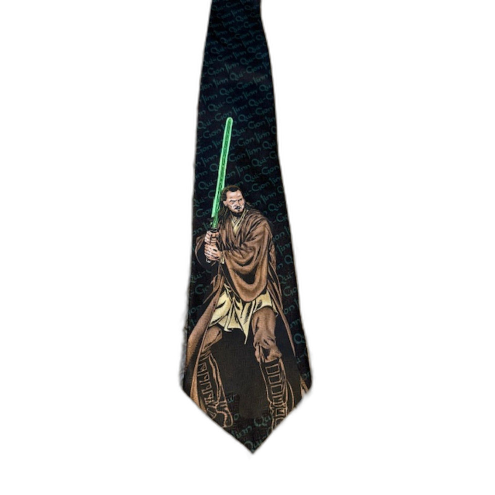 Star Wars Qui-Gon Jinn Lightsaber Novelty Tie Black Geek Chic Nerdcore‎